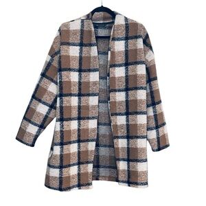 🐳 Marks & Spencer’s Collection Plaid Open Front Coat, Size